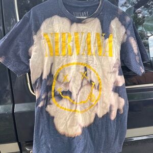 NIRVANA bleached Tee with Yellow Graphic